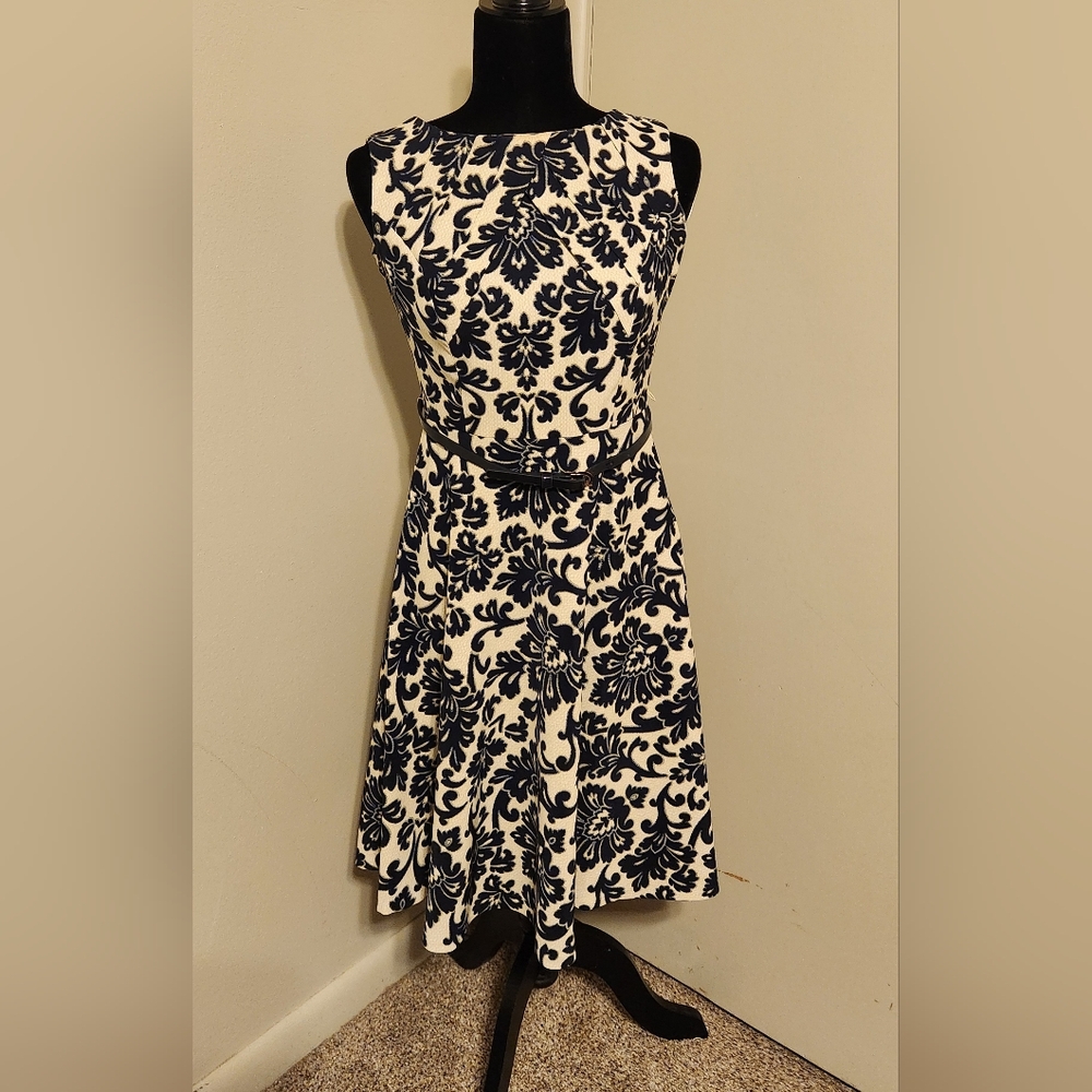 Blue and Cream Floral Dress Dressbarn Darby